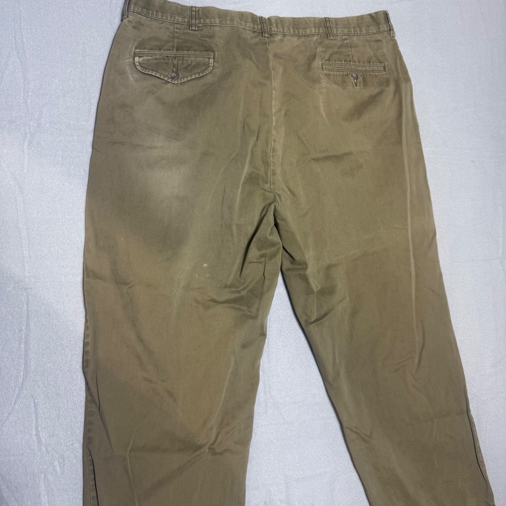 Polo Ralph Lauren Hammond Pant Mens Chino 42x30 Olive Fair Pleated Faded MA399 - Picture 7 of 10